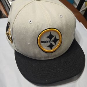 New Era Cream and Black Steelers Snapback Hat